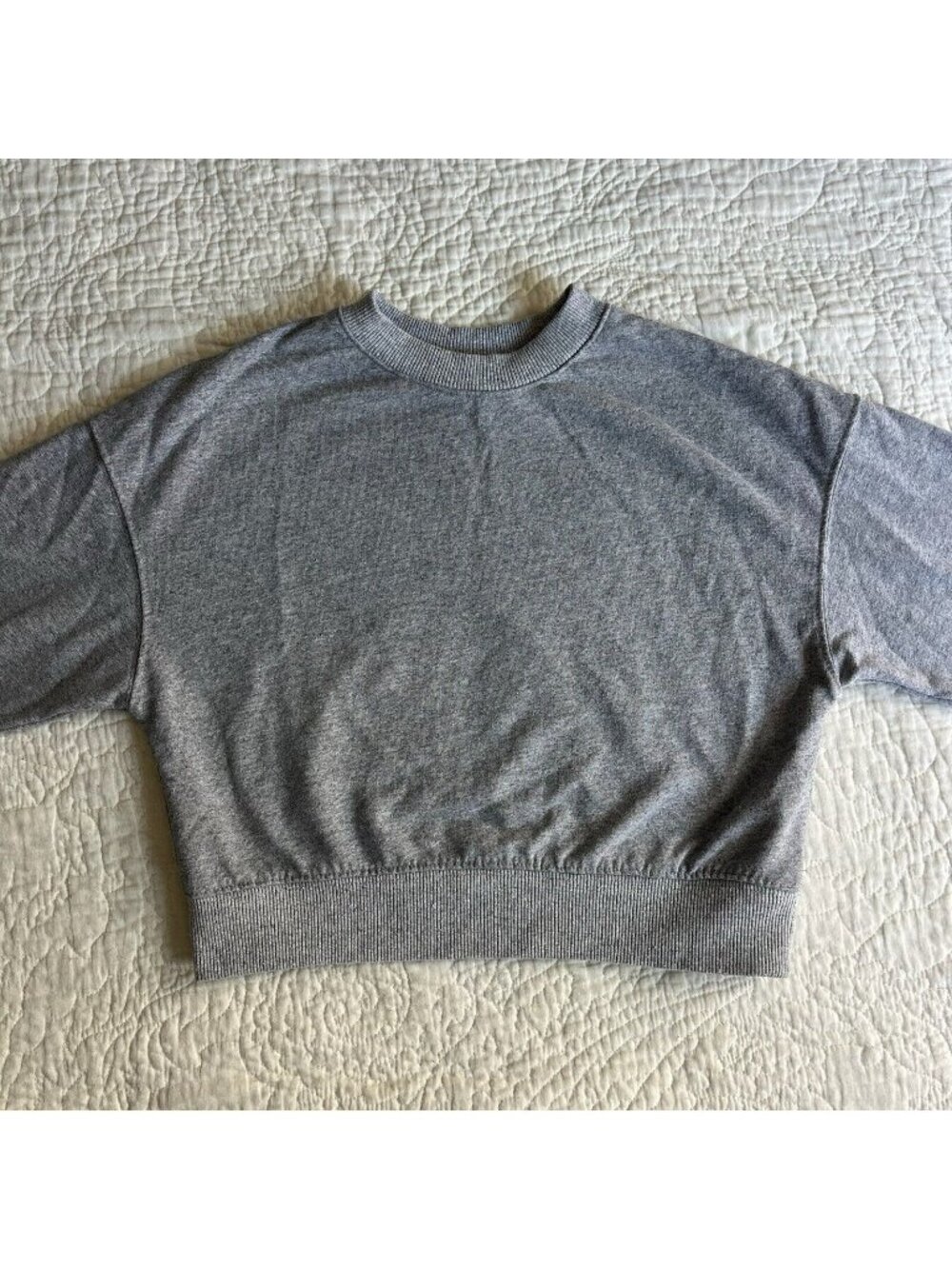 Pull&Bear Womens Top Gray Cropped Crewneck Sweater Solid Size XS